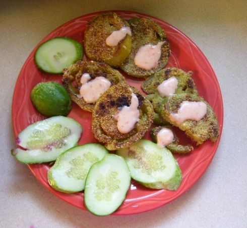 finished fried and cukes